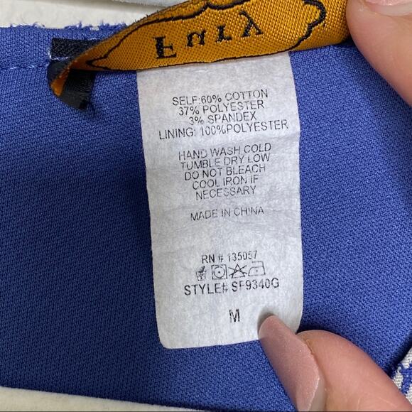 Fury Sleeveless A Line Floral Blue Dress Medium - Picture 3 of 5